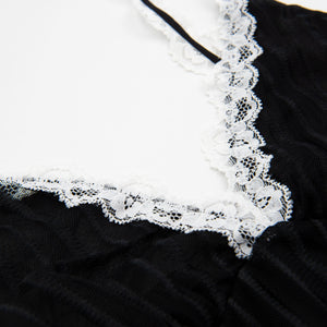 Body Donna Jadea 4191 tulle rigato e pizzo nero