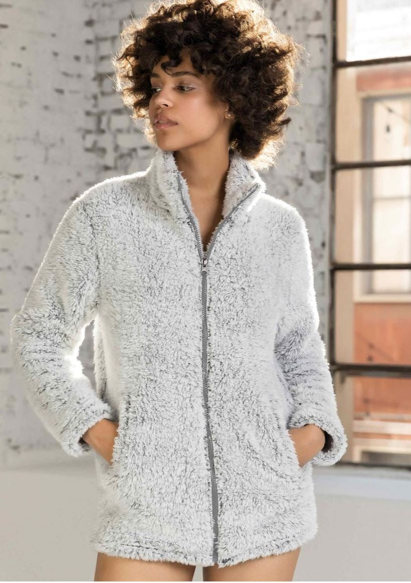 Giacca donna invernale Jadea 5122 in sherpa grigia