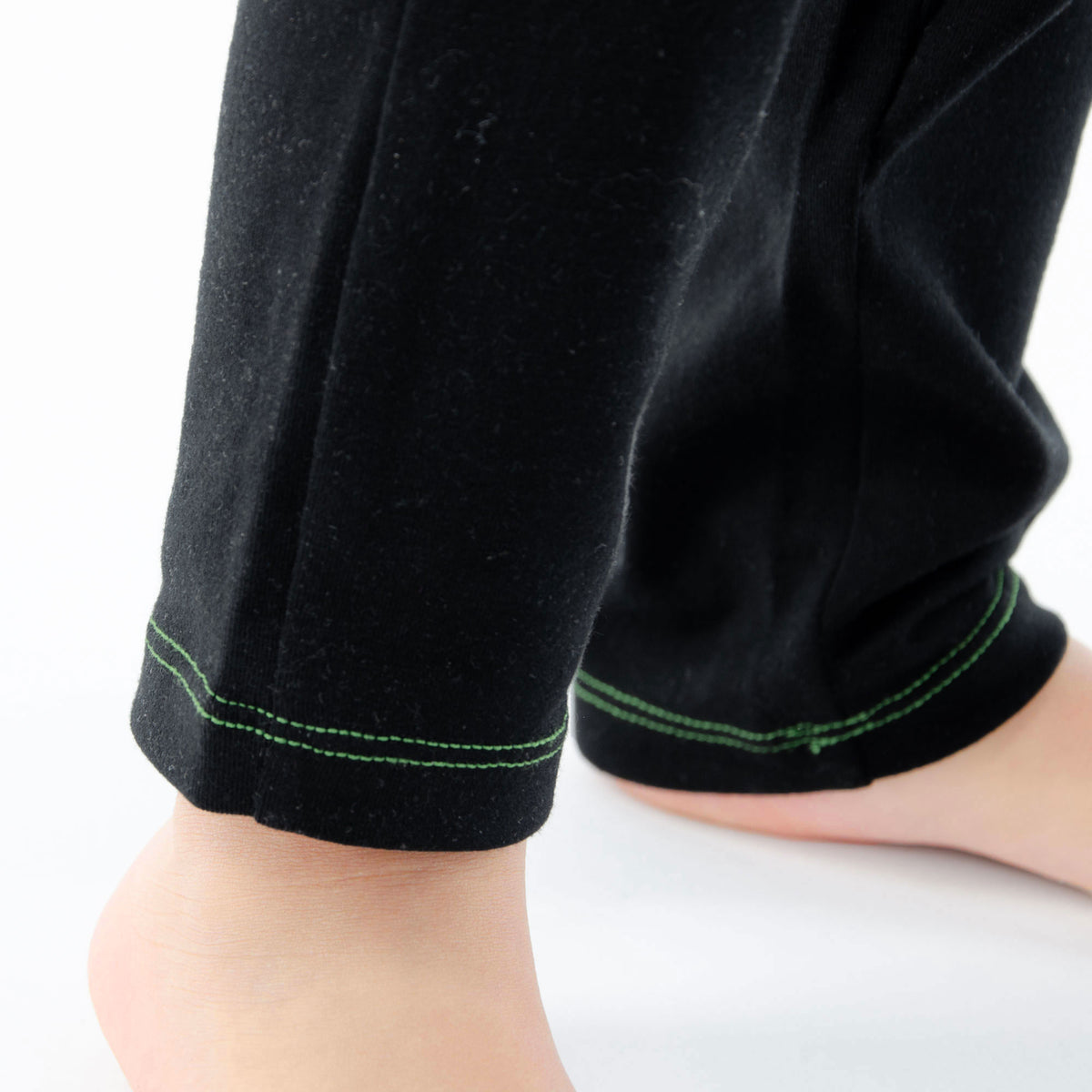 Leggings bimba caldo cotone nero Meritex impunture verde