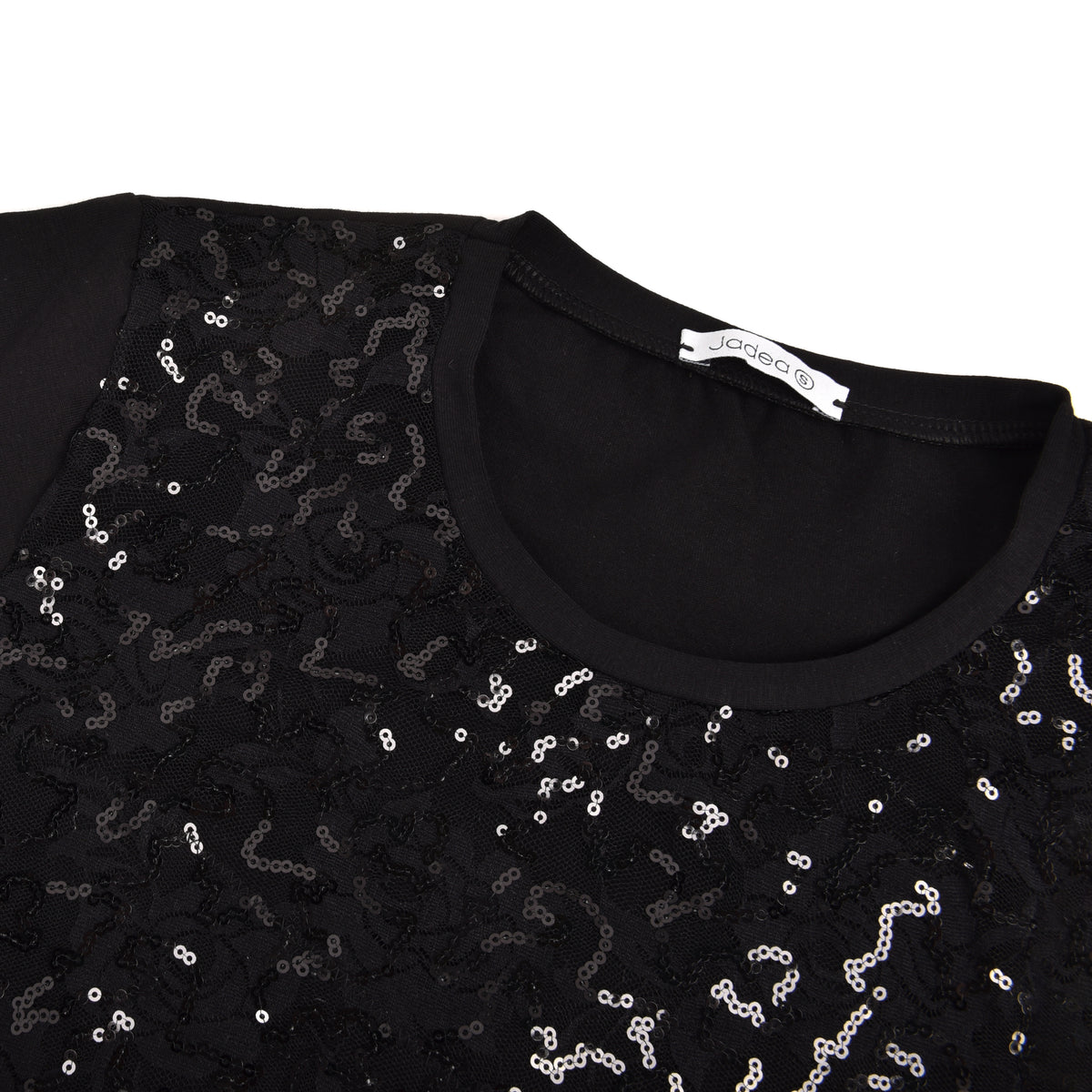Maglia in pizzo con paillettes nera Jadea 4450