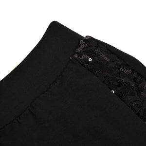 Leggings nero con dettaglio laterale pizzo e paillettes Jadea Galà 4451