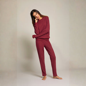 Pigiama donna a coste in caldo cotone Jadea 5293