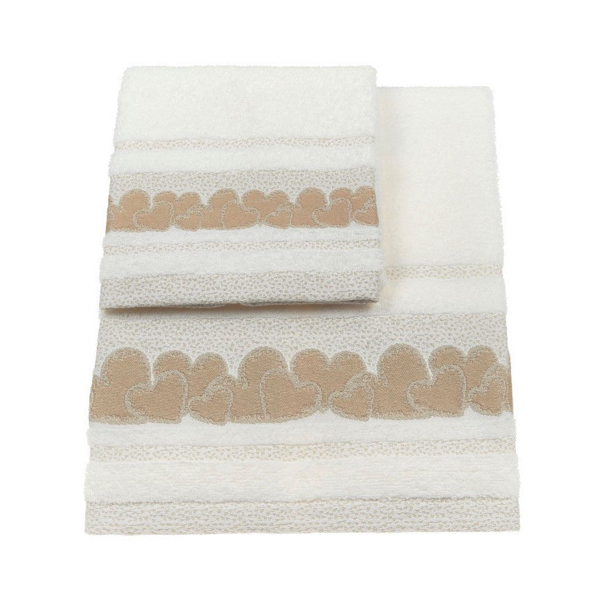 Vingi set asciugamani viso + ospite cotone Joanna panna