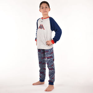 Pigiama bambino Kappa caldo cotone colorato 21420 grigio rosso
