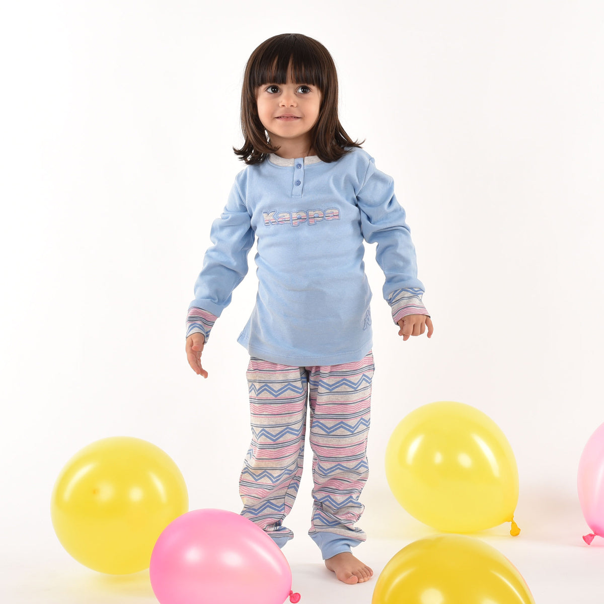 Pigiama bambina caldo cotone bimba Kappa fantasia 21384 celeste