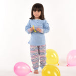 Pigiama bambina caldo cotone bimba Kappa fantasia 21384 celeste