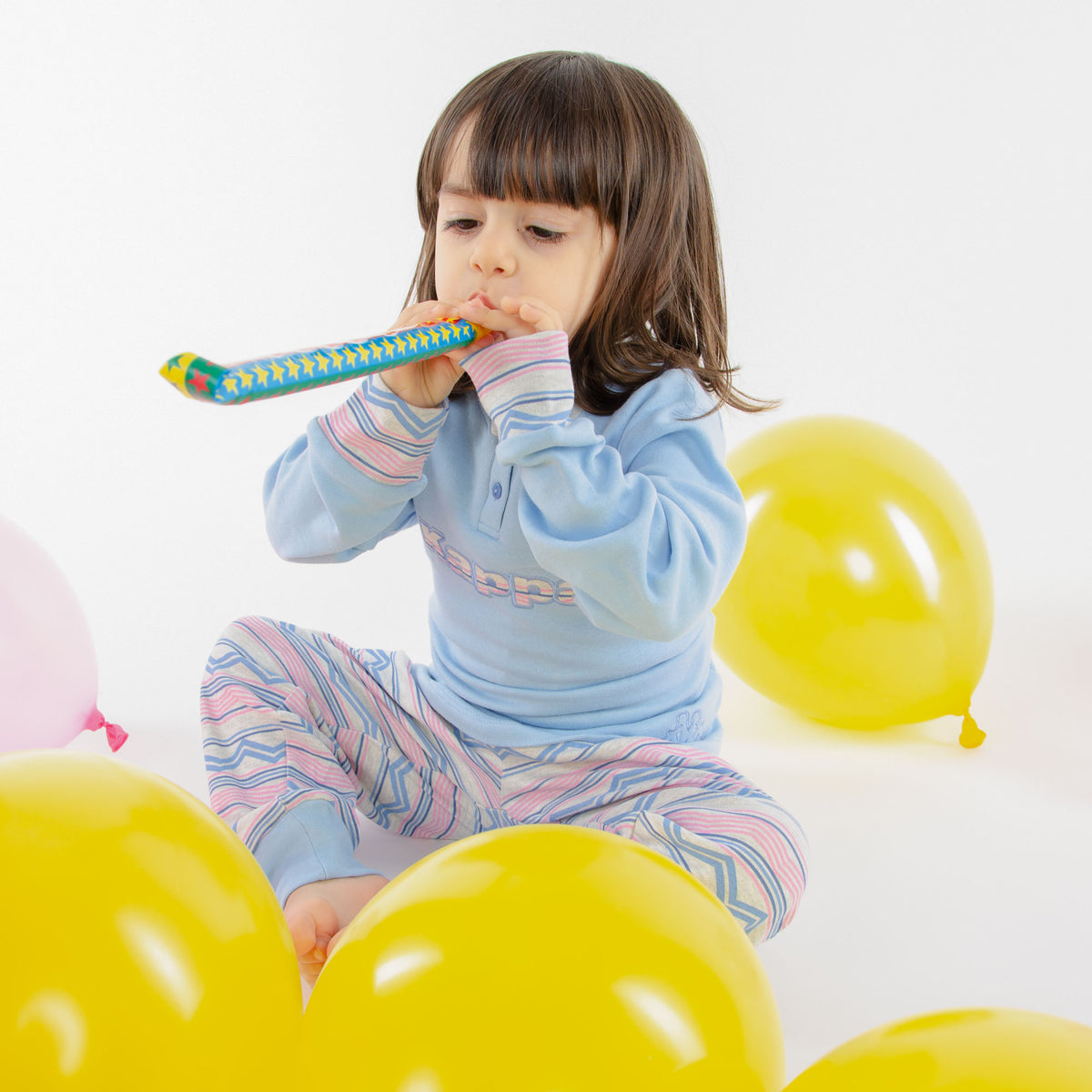 Pigiama bambina caldo cotone bimba Kappa fantasia 21384 celeste