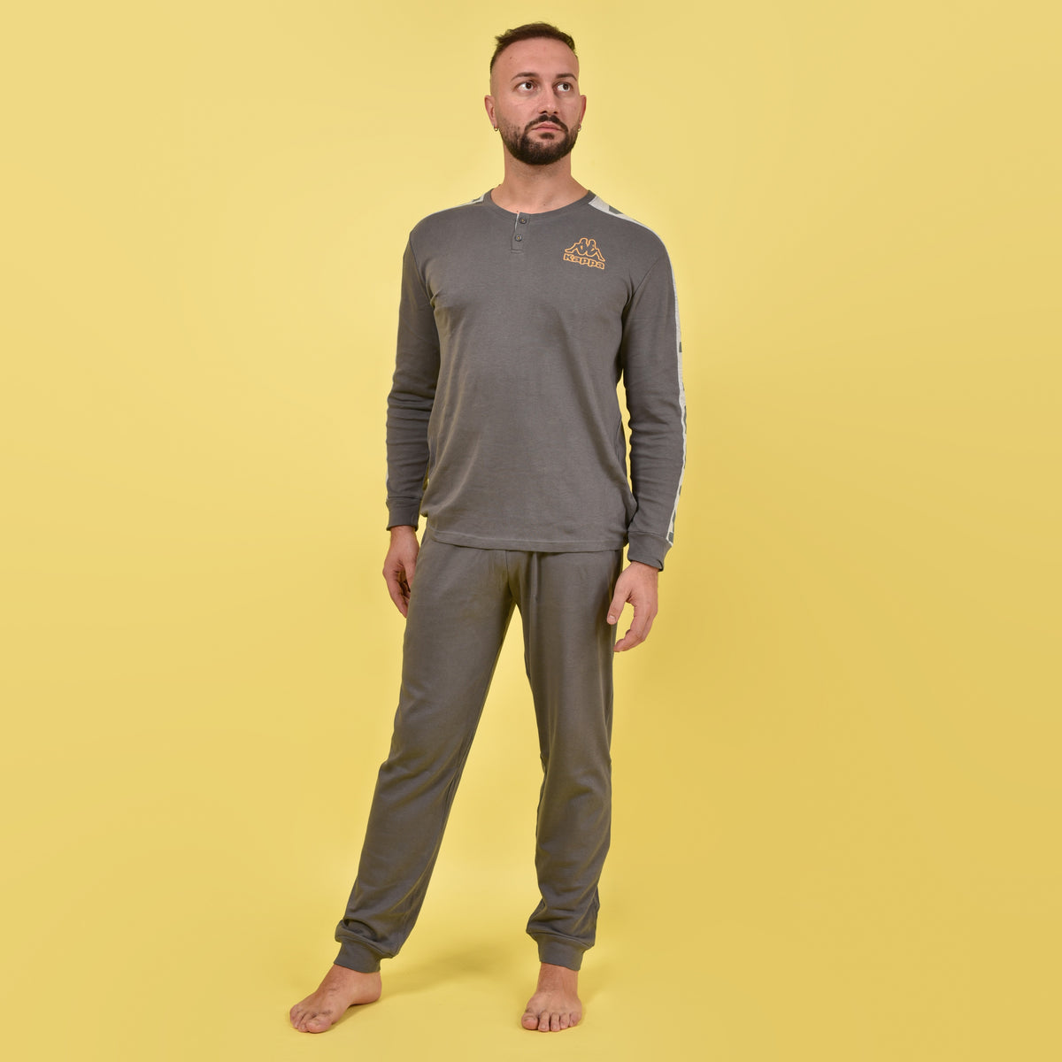 Pigiama uomo invernale Kappa KMW22100 caldo cotone piombo