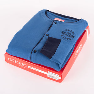 Pigiama uomo Kappa 21268 aperto caldo cotone con polsini blu royal