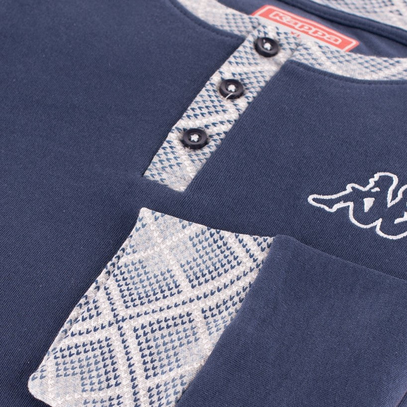 Pigiama uomo Kappa 21417 caldo cotone con polsini blu navy rombi
