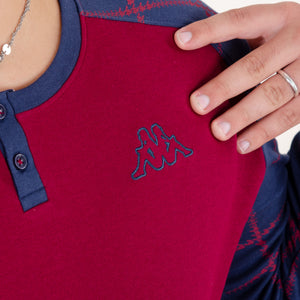 Pigiama uomo Kappa 21260 caldo cotone con polsini bordeaux quadri