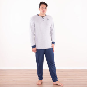Pigiama uomo Kappa 21262 caldo cotone grigio melange con polsini