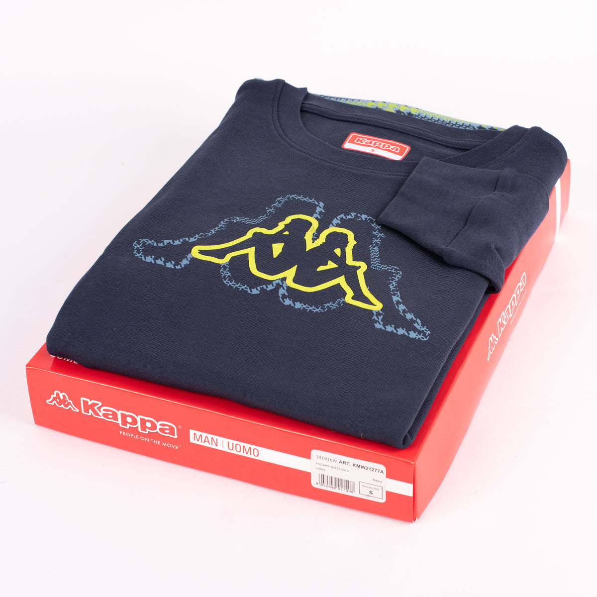 Pigiama uomo Kappa 21277 caldo cotone fantasia geometrica blu navy