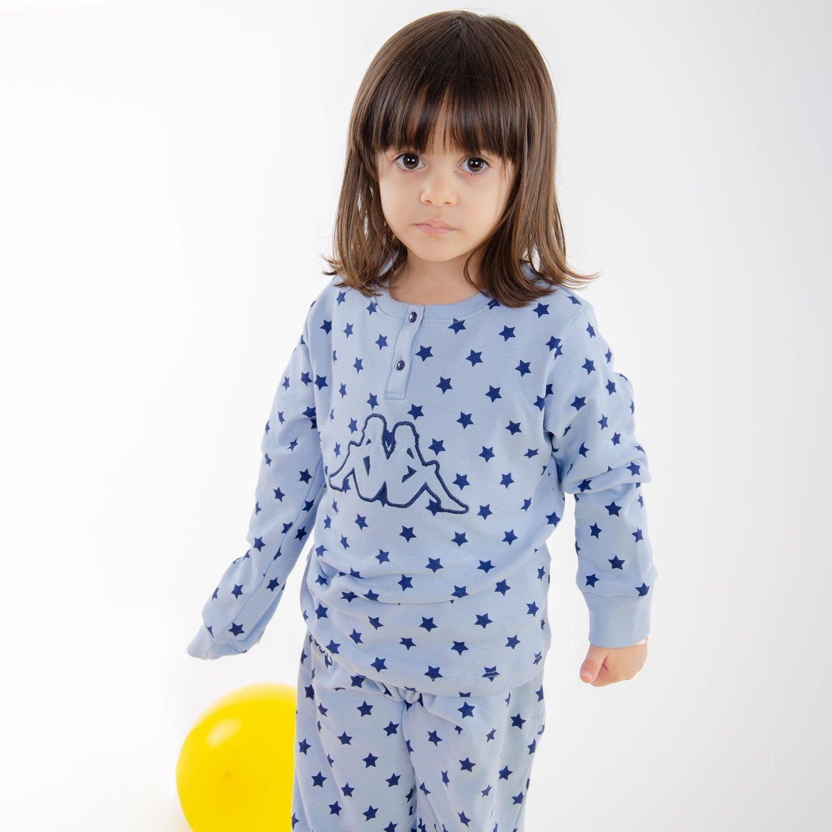 Pigiama bambina caldo cotone con stelle Kappa celeste 21382B