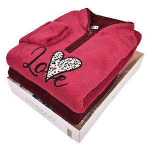 Pigiama donna invernale coral "love" bordeaux Karelpiù SE3460