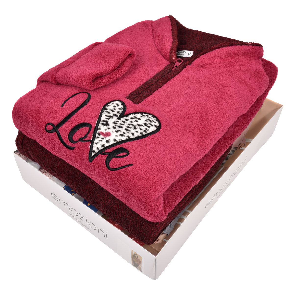 Pigiama donna invernale coral "love" bordeaux Karelpiù SE3460