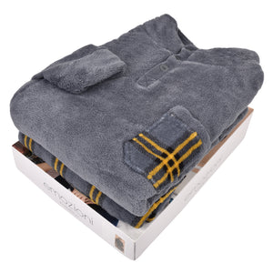 Pigiama coral collo alto antracite pantalone quadri gialli Karel uomo SE3480