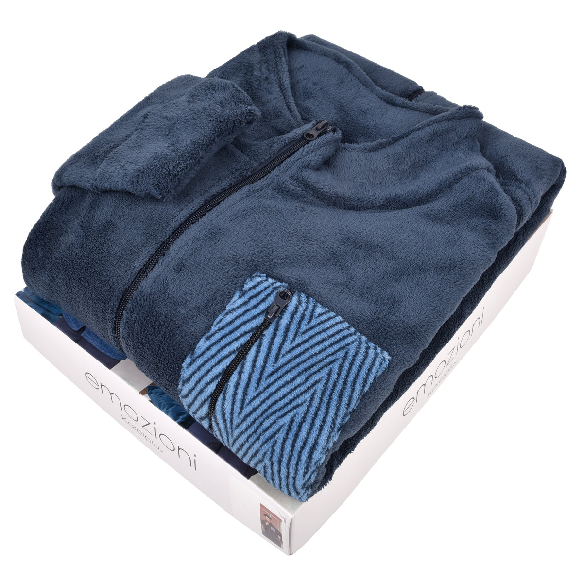 Giacca da camera uomo vestaglia zip caldissima Karel blu SE3486