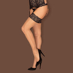 Calze Obsessive Joylace stockings beige con balza pizzo nero