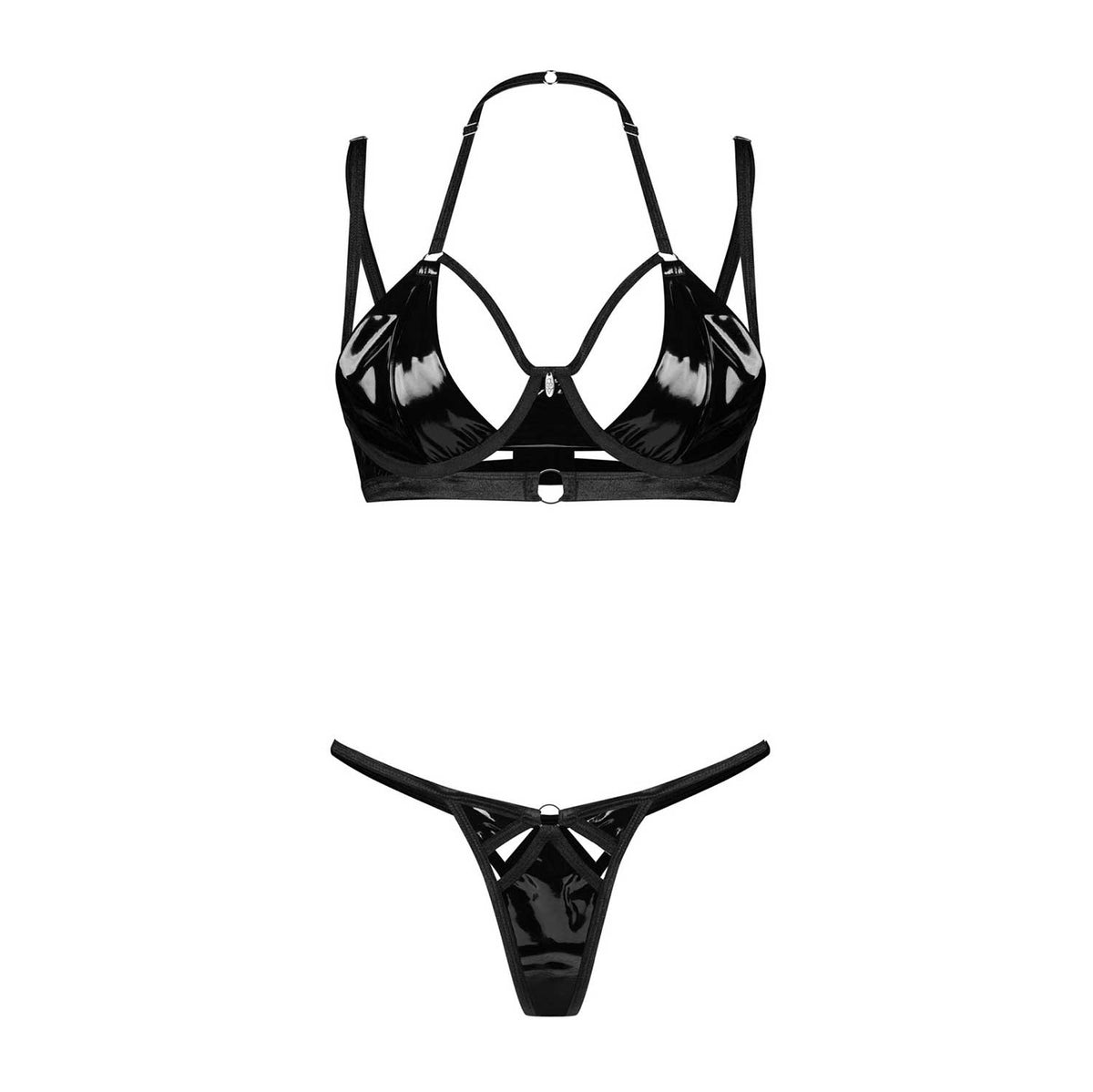 Coordinato effetto latex reggiseno + perizoma Obsessive keira lise