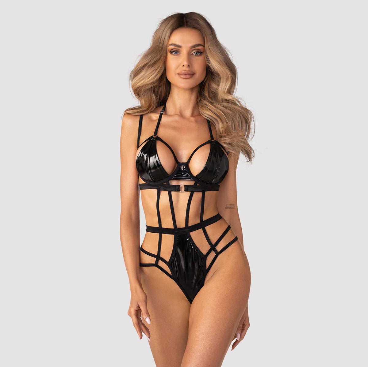 Body effetto latex e raso Obsessive Keira Lise teddy