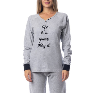 Pigiama Kappa donna grigio melange caldo cotone modello sportivo KWW22209