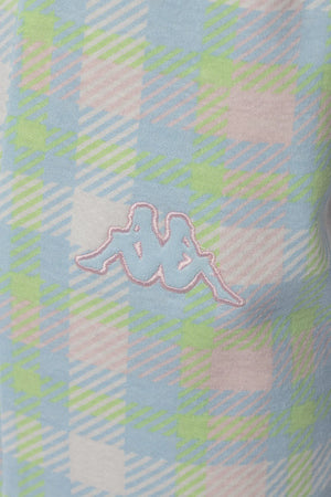 Pigiama donna caldo cotone maglia celeste pantaloni quadri Kappa 22210