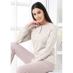 Pigiama donna punto milano invernale cacao cuori Biancaluna D2533
