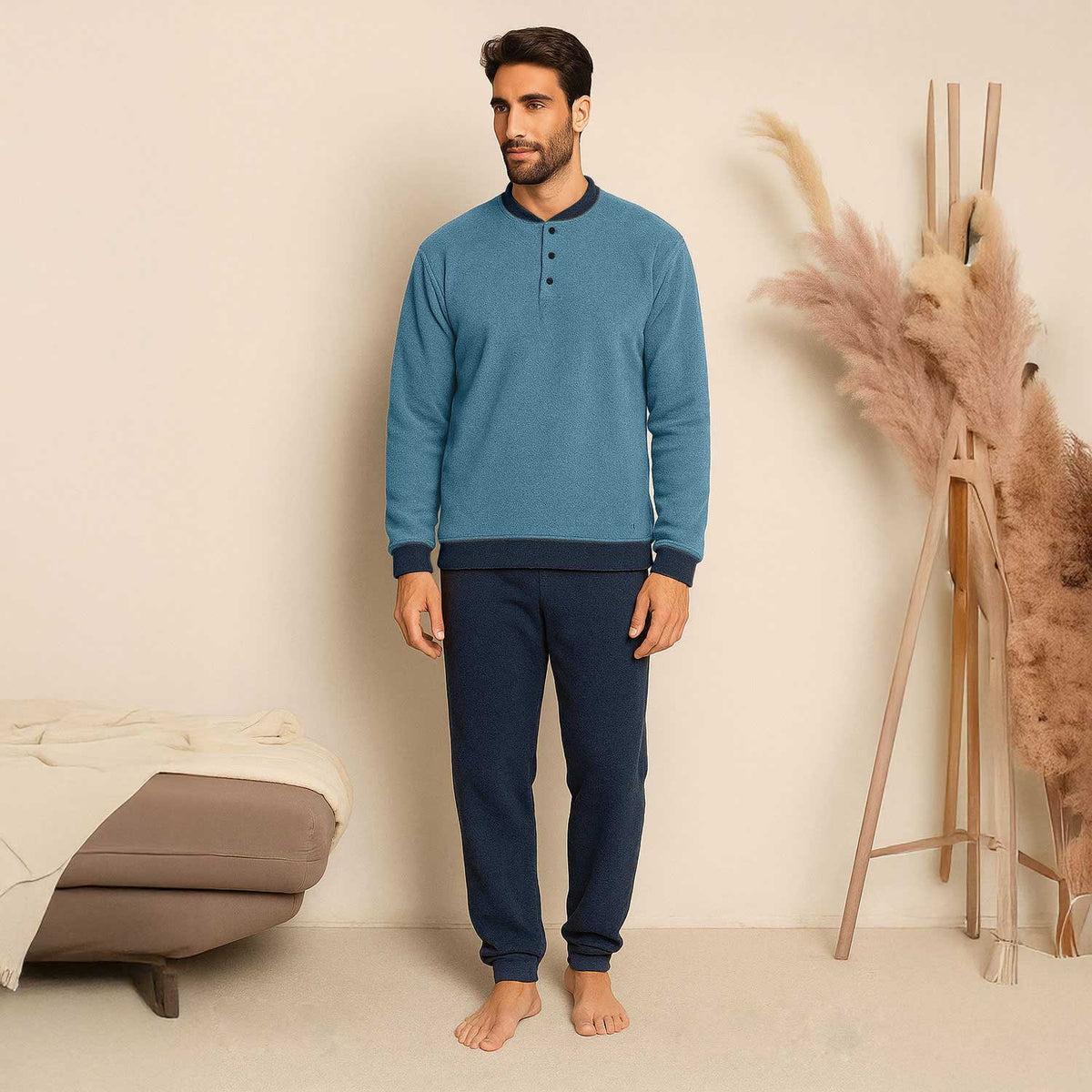 Pigiama uomo in pile coral Biancaluna Kissimo 25U03006