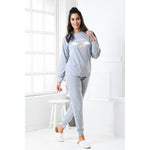 Pigiama donna caldo cotone arcobaleno grigio Biancaluna D3001
