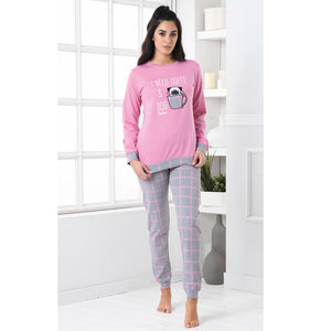 Pigiama donna Biancaluna D3006 caldo cotone rosa