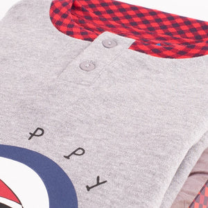 Pigiama bambino caldo cotone Biancaluna U4091 pinguino a scacchi