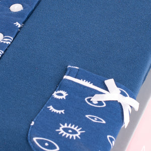 Pigiama donna caldo cotone Biancaluna D6006 blu occhi