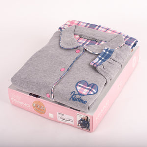 Pigiama donna Biancaluna D3012 caldo cotone grigio scozzese