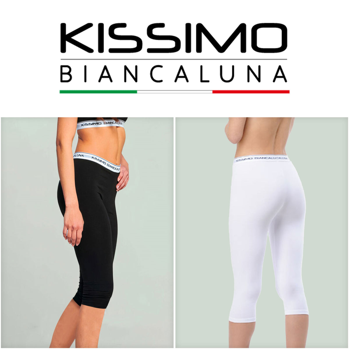 Leggings donna capri sportivo Biancaluna kl431 cotone elasticizzato