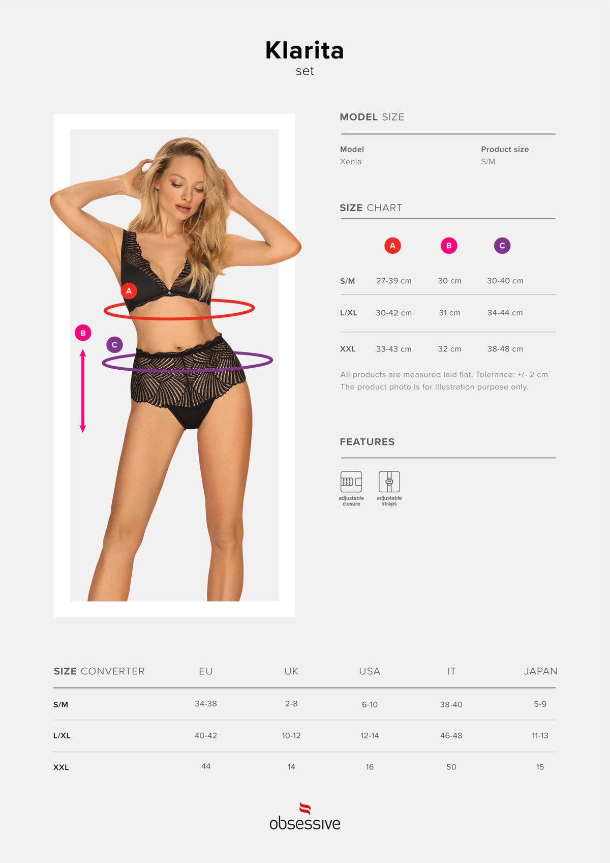 Coordinato reggiseno + slip vita alta pizzo Obsessive Klarita 2 pezzi