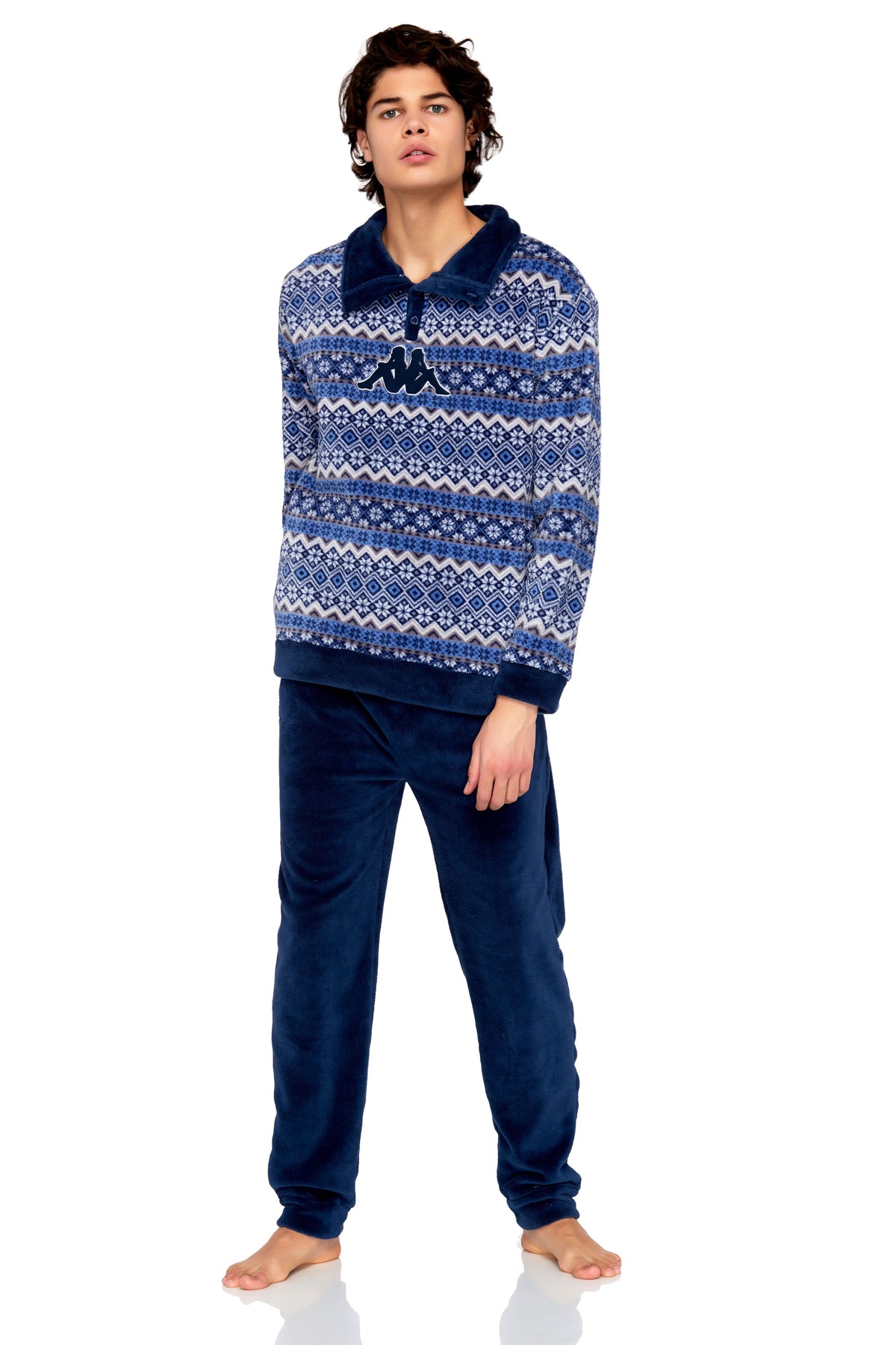 Pigiama uomo Kappa 20561 navy caldissimo pile coral