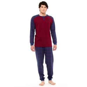 Pigiama uomo Kappa 21260 caldo cotone con polsini bordeaux quadri