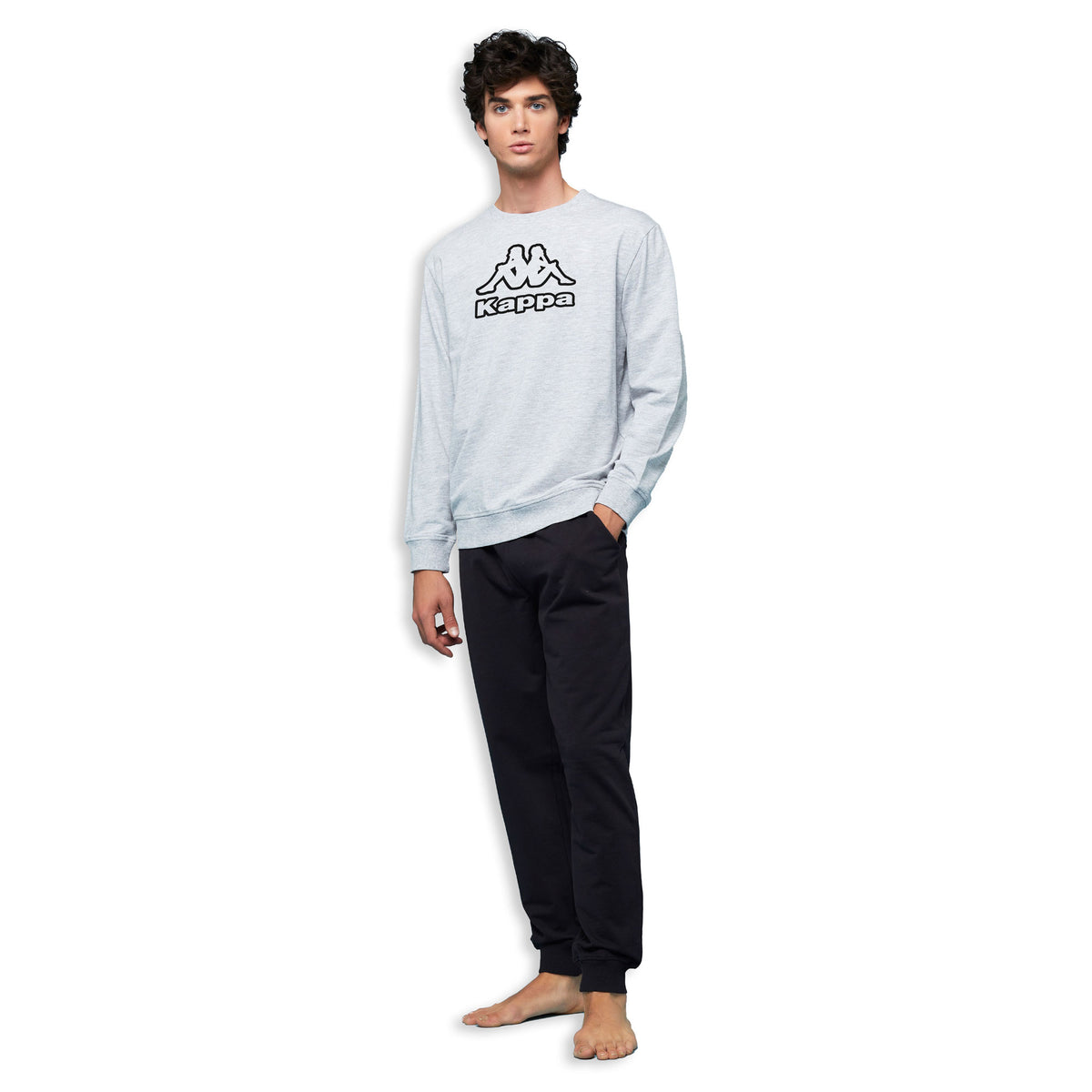 Pigiama tuta Kappa in cotone felpato sportiva 21285 grigio nero