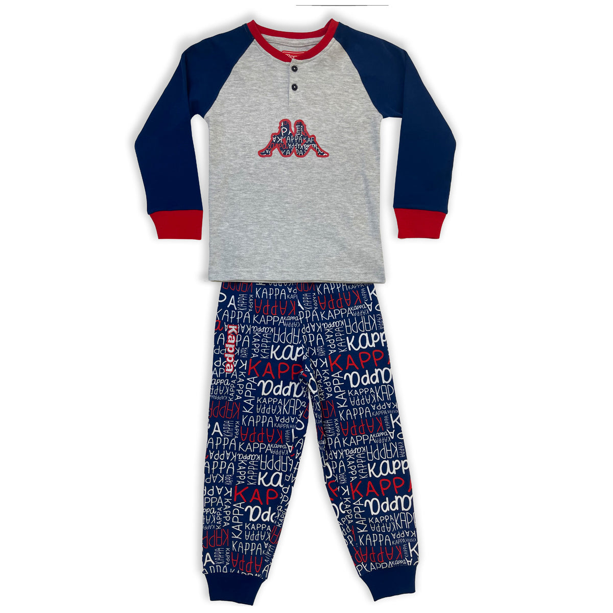 Pigiama bambino Kappa caldo cotone colorato 21420 grigio rosso