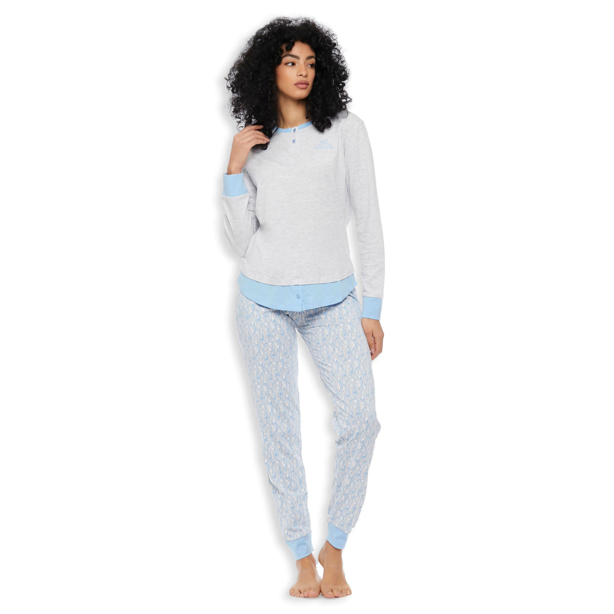 Pigiama donna Kappa KWS 22905 cotone grigio chiaro melange