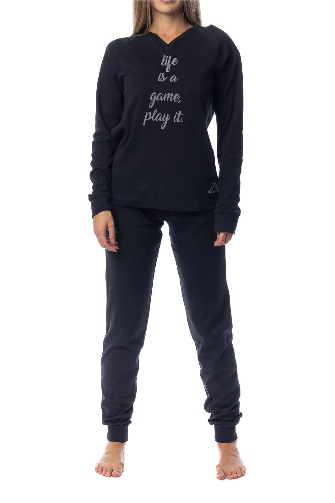 Pigiama Kappa donna nero caldo cotone modello sportivo KWW22209