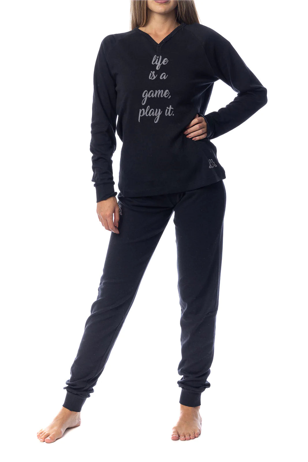 Pigiama Kappa donna nero caldo cotone modello sportivo KWW22209