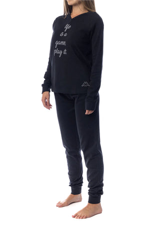 Pigiama Kappa donna nero caldo cotone modello sportivo KWW22209