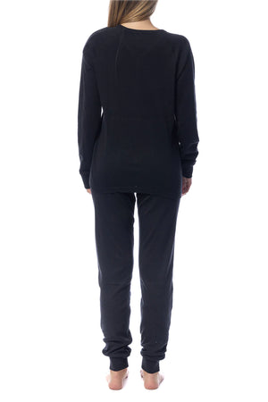 Pigiama Kappa donna nero caldo cotone modello sportivo KWW22209