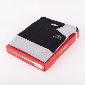 Pigiama donna Kappa caldo cotone nero grigio con polsini 21371