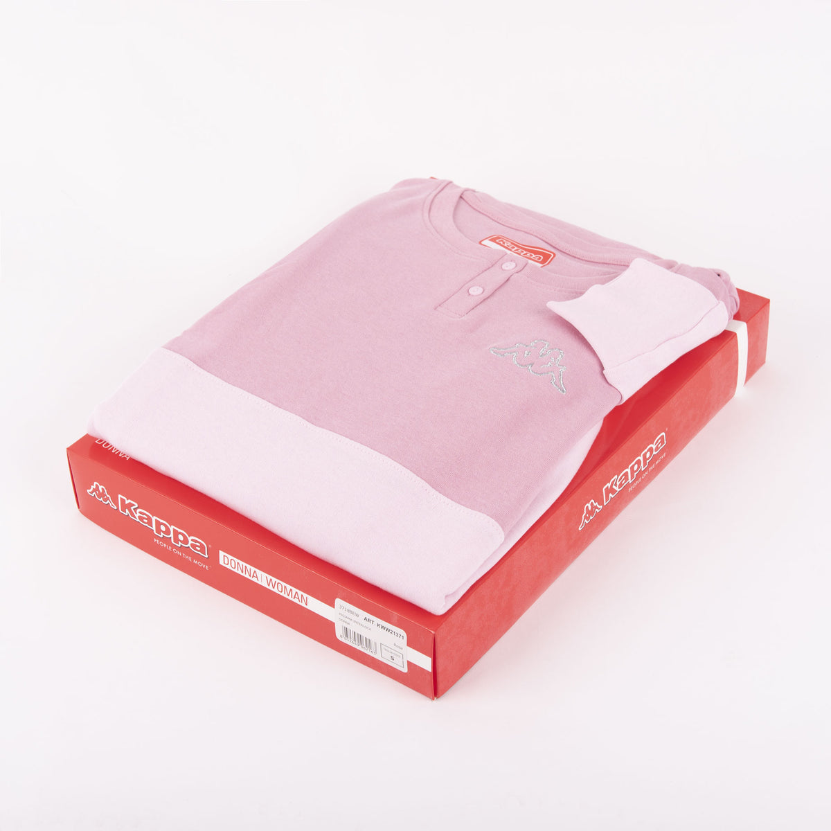 Pigiama donna Kappa caldo cotone rosa con polsini 21371