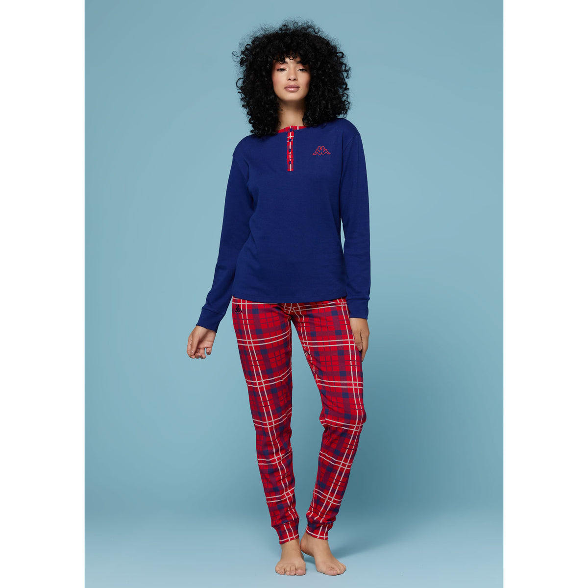 Pigiama donna Kappa 21376 caldo cotone invernale navy