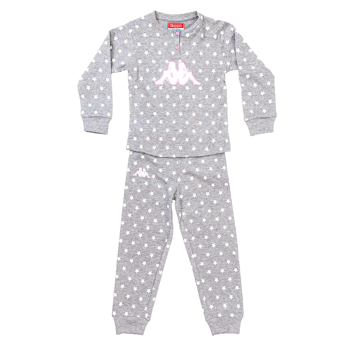 Pigiama bambina caldo cotone con stelle Kappa grigio 21382B
