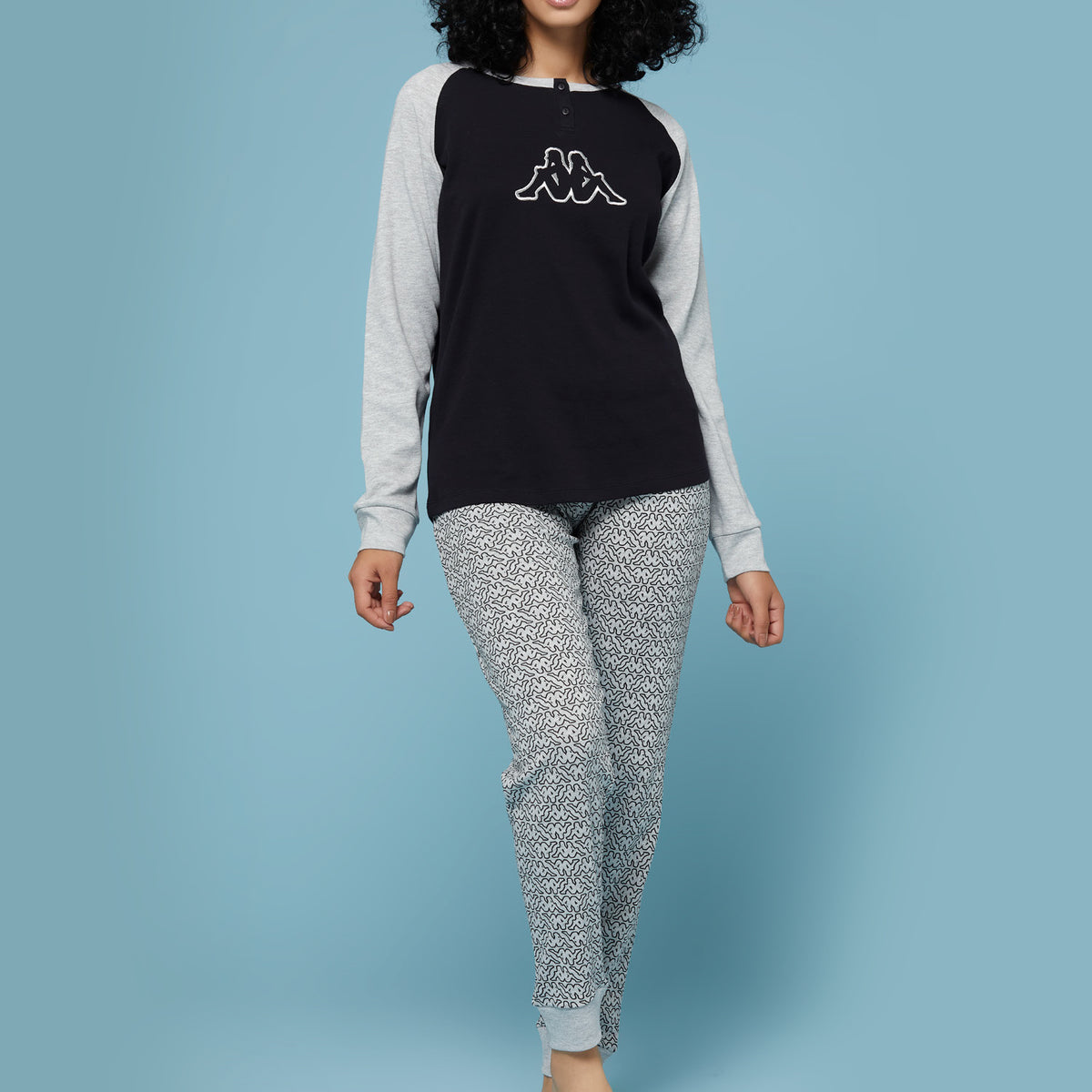 Pigiama bimba ragazza sportivo nero Kappa 21387 caldo cotone